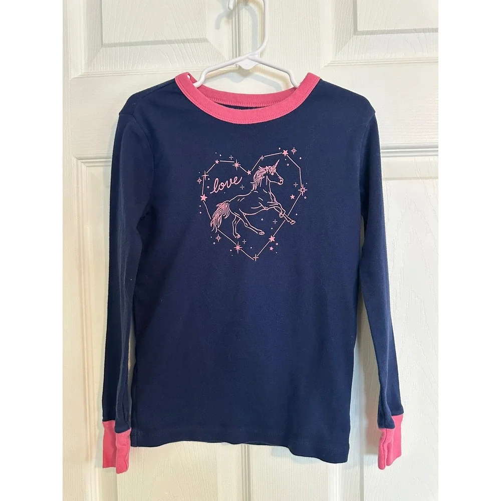 Gap Kids Blue & Pink‎ Unicorn Constellation Pajama Top & Bottoms Size 8